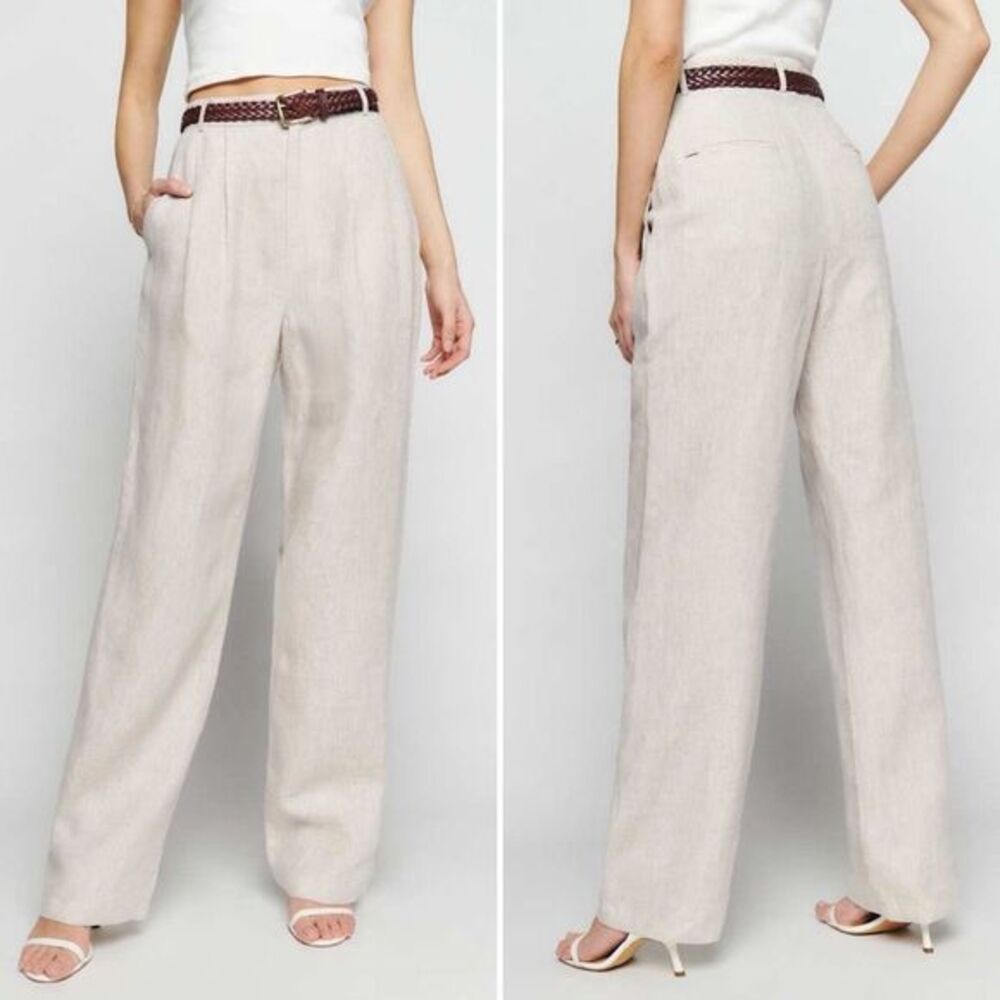 Reformation Mason Linen Pants NWOT in Oatmeal Size 2